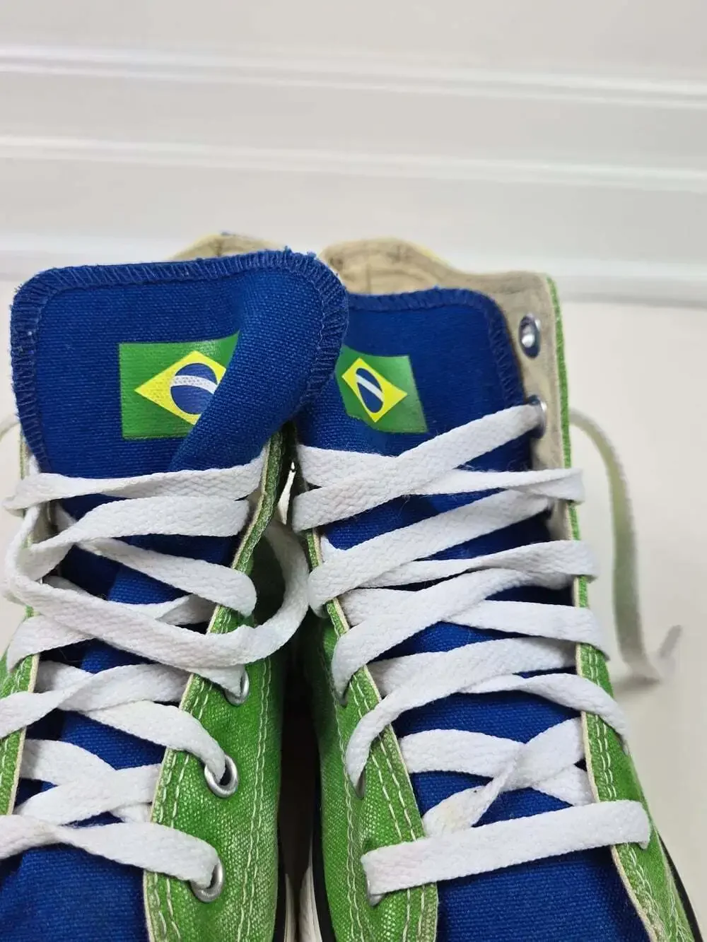 Converse Brazil Flag High Top Sneaker Kids 3/womens 5 Green Blue World Cup Shoes